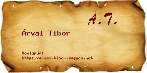 Árvai Tibor névjegykártya